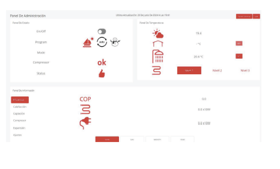 NUOVO SISTEMA DI GESTIONE E VISUALIZZAZIONE INTERNET, che consente l’accesso remoto, la manutenzione preventiva e una maggiore affidabilità della pompa di calore.